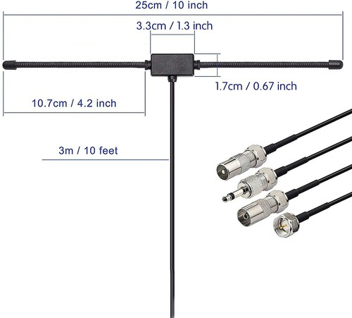 DAB UKW Radio Antenne mit 3m Kabel für Tragbaren Radio-Tuner Stereo-Empfänger - Picture 3 of 9