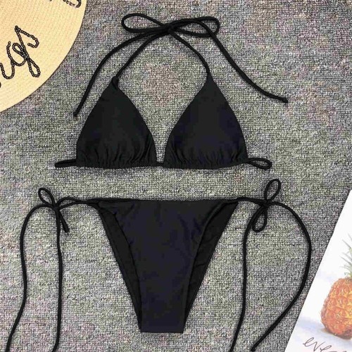 Sexy Neon Pink Brasilianischer Bikini Damen Bademode Neckholder Badeanzug - Bild 12 von 23