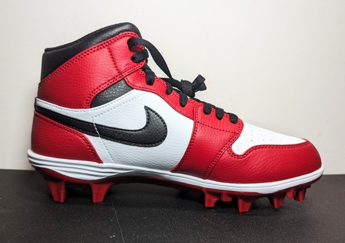 Jordan 1 Alpha Menace Mid 'Chicago' Red White Football Cleats Men's US Size 8.5 - Picture 4 of 8