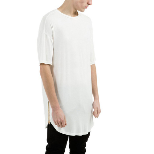 Mens Casual Circular Hem Side Zipper Pullover T-Shirt Short Sleeves Lengthen Tee - Picture 20 of 29
