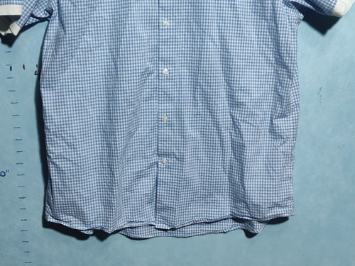 Michael Kors Men Slim-Fit Gingham Stretch Short-Sleeve Woven Shirt, Blue, XXL - Picture 4 of 9