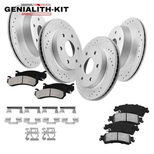Front Rear Drilled Rotors Brakes Pads For Chevy Silverado GMC Sierra 1500 Yukon