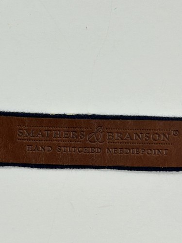 Smathers & Branson Neddlepoint Belt Kids L Lake Side Country Club Crest Buckle - Picture 5 of 9