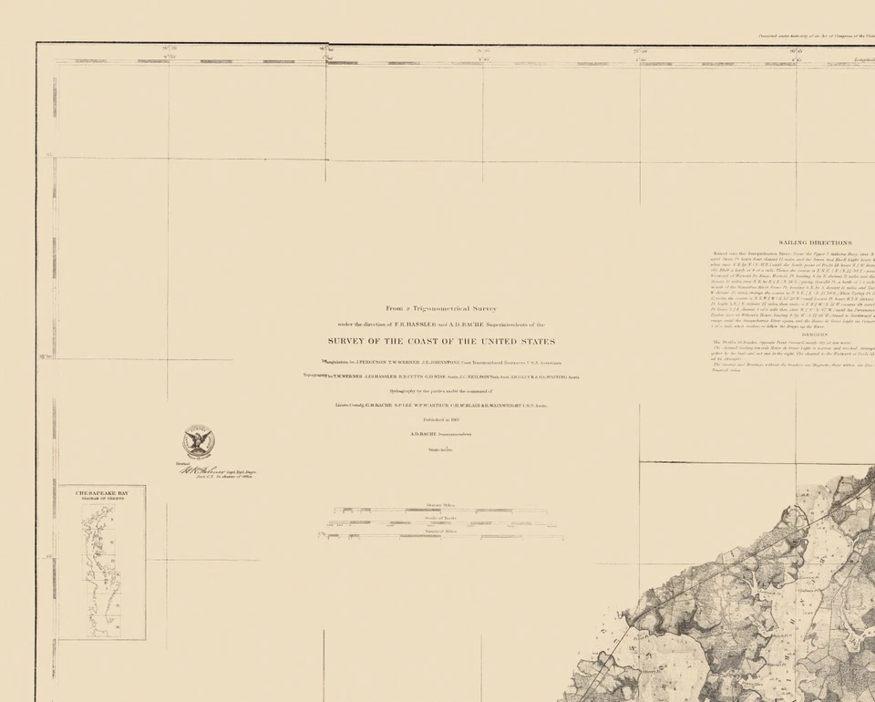 Historical Civil War Map - Chesapeake Bay Nautical Chart - 1861 - 23 x 28.67 - Image 2 of 4