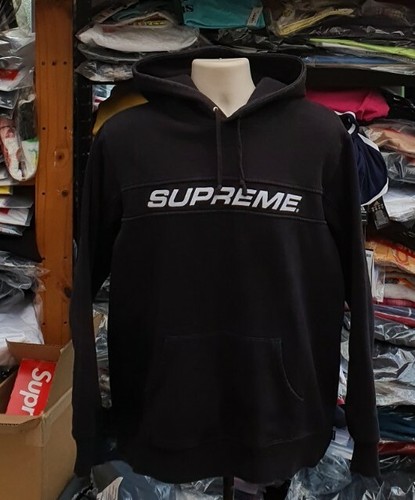 SS17 Supreme Full Streifen Kapuzenpulli Größe L Schwarzer Kapuzenpullover - Bild 2 von 9