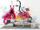 3D Watercolour Fashion Style Self-adhesive Removable Wallpaper Murals Wall
