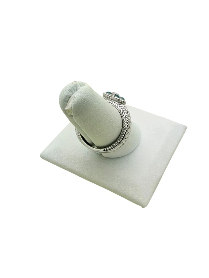 Anillo Judith Ripka Plata Esterlina Circonita Circonita Azul Flor Talla 8 Foto 4 de 4