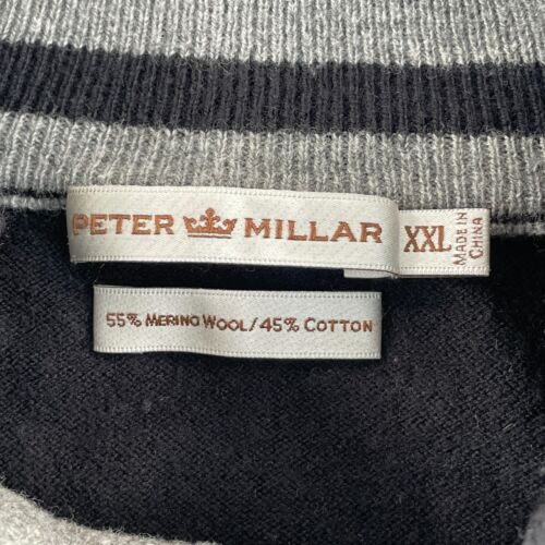 Peter Millar Crown 1/4 Zip Sweater Men 2XL Black Merino Wool Blend Golf Casual - Picture 2 of 8