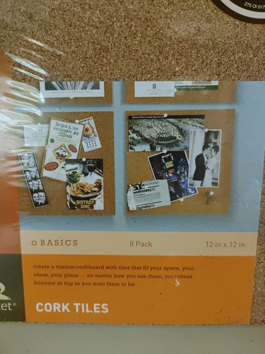 Quartet Cork Tiles, Cork Board, 12 Inches x 12 Inches, Corkboard, 8 pack - Picture 2 of 2