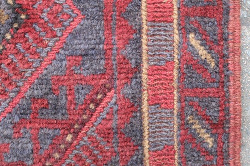 Vintage Hand Made Afghan Mushvani Oriental Red Blue Wool Narrow Runner 243x60cm - Picture 6 of 12