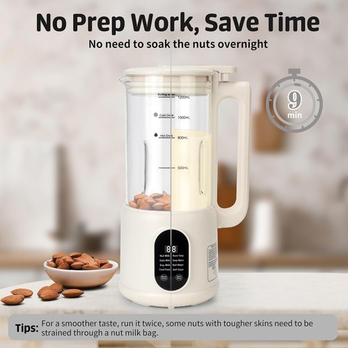 Automatic Nut Milk Maker, 40oz Soybean Milk Machine for Almond, Oat, Soy White 1 - Picture 7 of 7