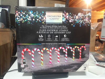 Gemmy Orchestra of Lights 8-Marker Color Changing Candy Cane Christmas Pathway Markers Gemmy Orchestra of Lights 8-Marker Color Changing Candy Cane Christmas Pathway Markers
