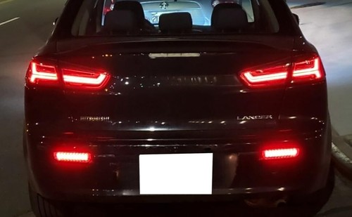 For Mitsubishi Lancer Evo X Black Lens LED Bumper Reflector Tail Brake Lights - Foto 11 di 19