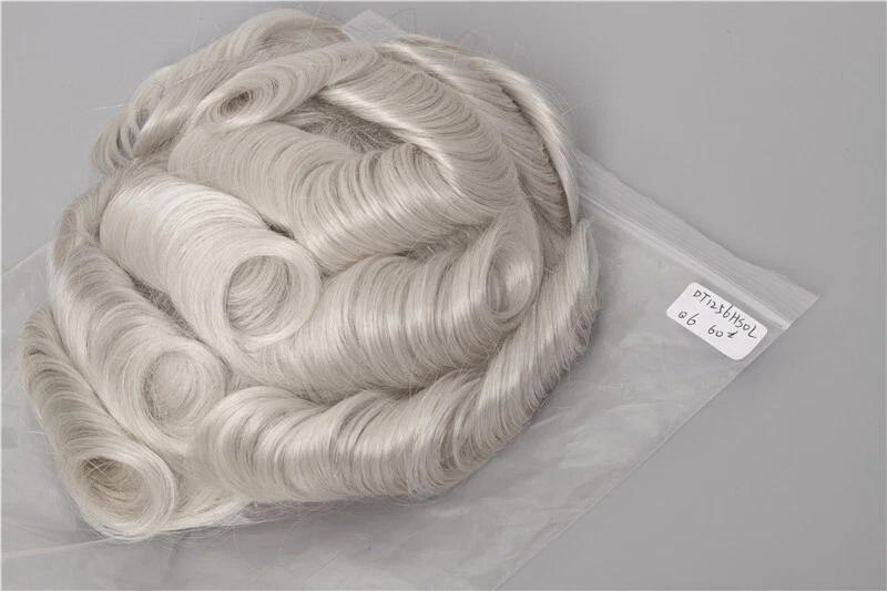 #60 Rubio Toupee para Hombres 10x8 pulgadas Vista Onda Encaje con PU Alrededor Pieza para Hombres Foto 3 de 4