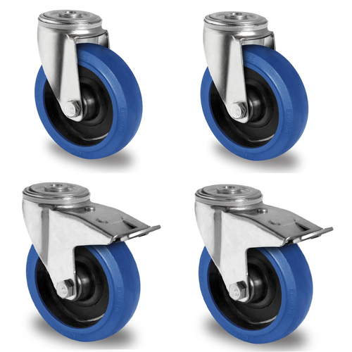 4x Blue Wheels Ø 125 mm – Bock, Lenk & Bremse wählbar – Schwerlastrolle Rolle - Bild 12 von 14