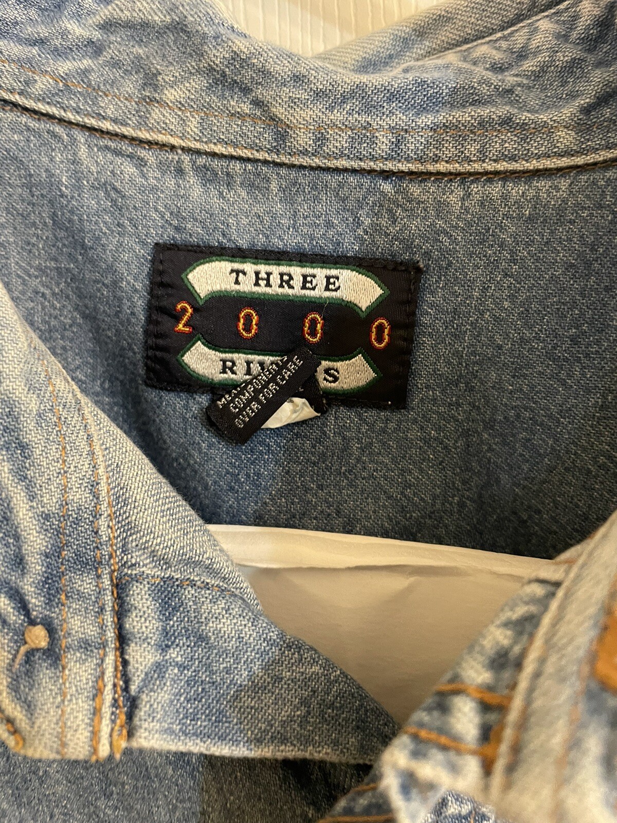 Vintage Three Rivers 2000 S/S Denim Shirt BOEING … - image 4