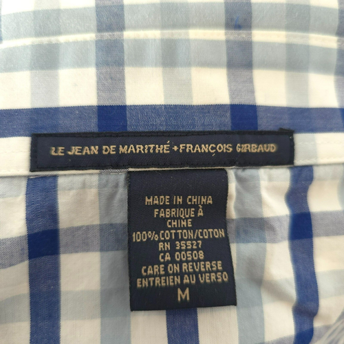 Le Jean De Marithe & Francois Girbaud M 25" P2P men's dbl cuff dress shirt check - Picture 8 of 10