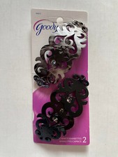 Goody Classics Elegant Filigree Barrettes Black Silver Gray  2 Pc  Pack 03612