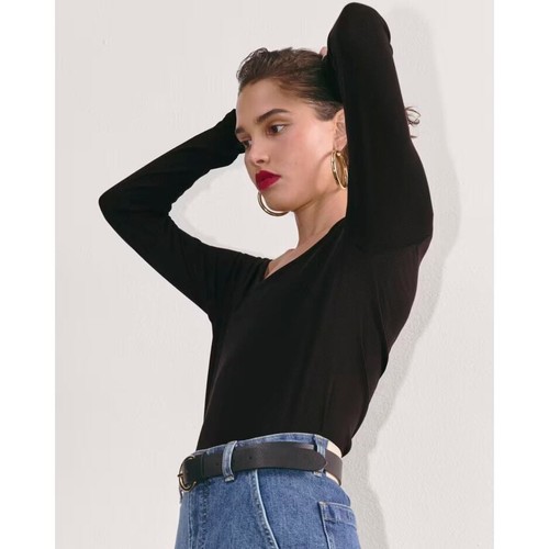 New Everlane Scoop Neck Shirt Black Women Size Medium  - Picture 3 of 13