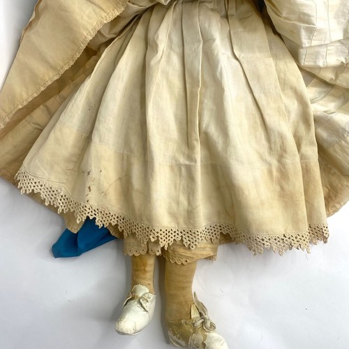 Large Antique German China Head Doll 28" Orig Clothes Blond Blue Eyes - Picture 7 of 12