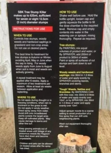Vitax 5BKTS250 SBK Tree Stump Killer Concentrate Glyphosate Free Solution 250ml - Picture 5 of 6