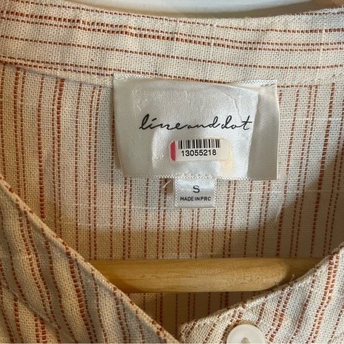 Line and Dot Striped V-Neck Pascal Jumpsuit with Drawstring Waist Size S beachy - Picture 6 of 10