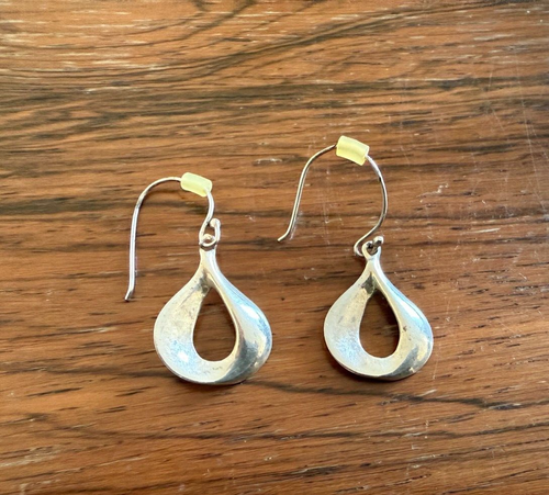 Vintage Sterling Silber 925 Ohrhänger Modernist 60er/70er stilisiert Träne Tropfen - Bild 3 von 6