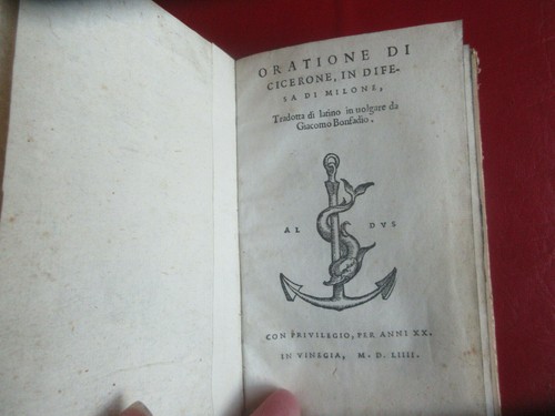 Oratione di Cicerone in difesa di Milone Aldus Discours de Ciceron Speeche 1554 - Bild 1 von 6