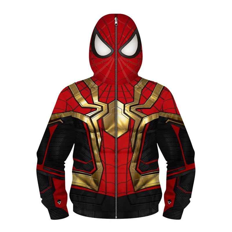 Kids Boys Superhero Hoodies Spiderman Iron man Cosplay Coat Hooded Sweatshirt  - Image 2 of 4
