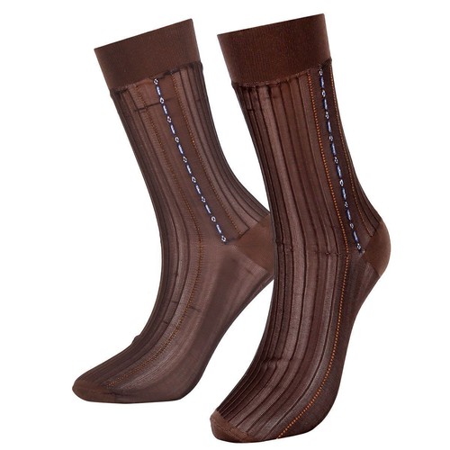 1/3/5 Pairs Men Knee High Long Striped Dress Silk Sheer Socks Dress Sheer Formal - Picture 15 of 17