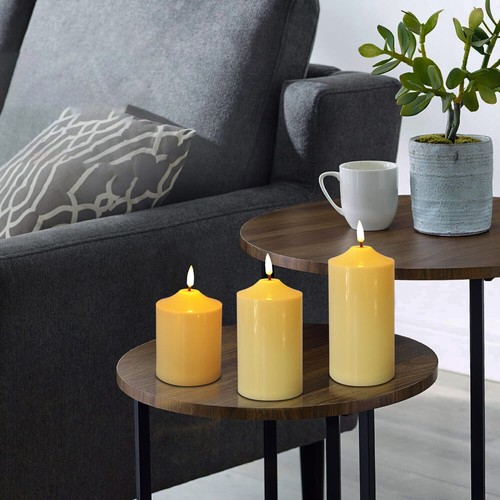 Set of 3 LED Flameless Pillar Candles Flickering Battery Operated With Remote - Picture 8 of 9