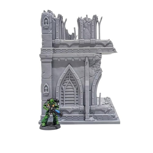10x5 Gothic Ruins (Closed Windows) - 28mm 3D Printed Terrain Tabletop Wargaming - Picture 5 of 9
