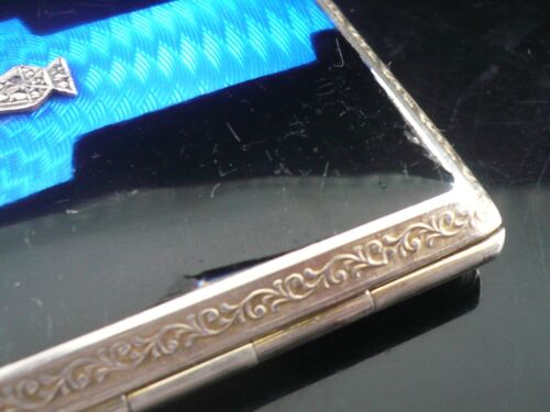 Art Deco Sterling Silver Enamel Marcasite Cigarette Case, London 1930 - Picture 7 of 12