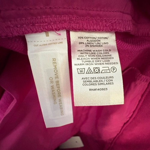 NUEVO CON ETIQUETAS LOFT Algodón y Lino Vibrante Rosa Acampanado Vestido Trabajo Oficina Pantalones Talla 12 - Imagen 12 de 14