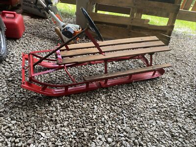 Antique Snow Sled With Steering And Brake In Very ￼ excellent condition