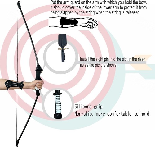Archery Kit for Teens: 45" Bow, 9 Safety Arrows & Targets - Perfect Gift - Picture 8 of 9