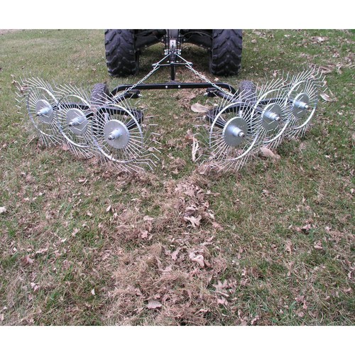 Yard Tuff 60” Steel Tow Behind Acreage Rake Lawn Sweeper with Pin Style Hitch - Picture 4 of 6