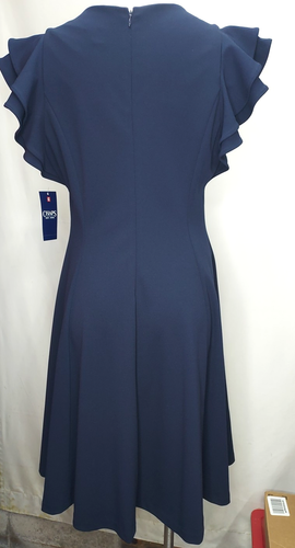 Chaps dunkelblau Fit & Flare Flatterärmel Kleid Damengröße 12 neu mit Etikett - Bild 11 von 14