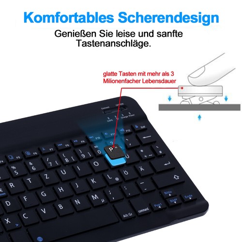 Klawiatura Bluetooth Bezprzewodowa klawiatura z myszką do komputera telefonu komórkowego Tablet QWERTZ Układ - Zdjęcie 10 z 20