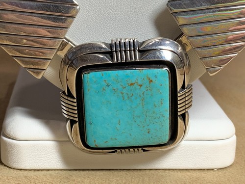 VTG Carol Felley Sterling Silver Turquoise Statement Necklace 115.7 Grams 22" - Picture 2 of 16