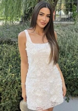 ZARA NWT $109 WOMAN EMBROIDERED MINI DRESS ZW COLLECTION OYSTER-WHITE | 4786/244