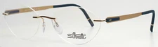 SILHOUETTE 5555 CV 7630 Gold Navy Womens Oval Rimless Eyeglasses 52-15-135 B:37