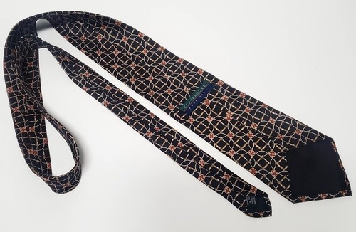Claybrooke Necktie Pure 100% Silk Links & Knots Black, Gold, Red Tiles Tie Print - Picture 5 of 7