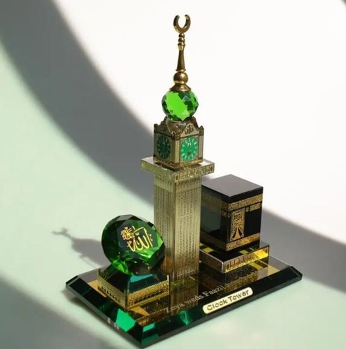 Crystal Glass Makkah Mecca Clock Tower Kaaba Quran Islamic Ornament Gift - Picture 2 of 3