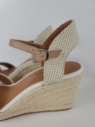 LUCKY BRAND Womens Sz 10M White Tan Platform Wedge Espadrille Sandals Shoes - Picture 6 of 10