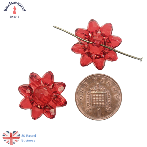 15 Acrylic Faceted Transparent Flower Button Beads Beading & Sewing Crafts 21mm - Picture 17 of 43