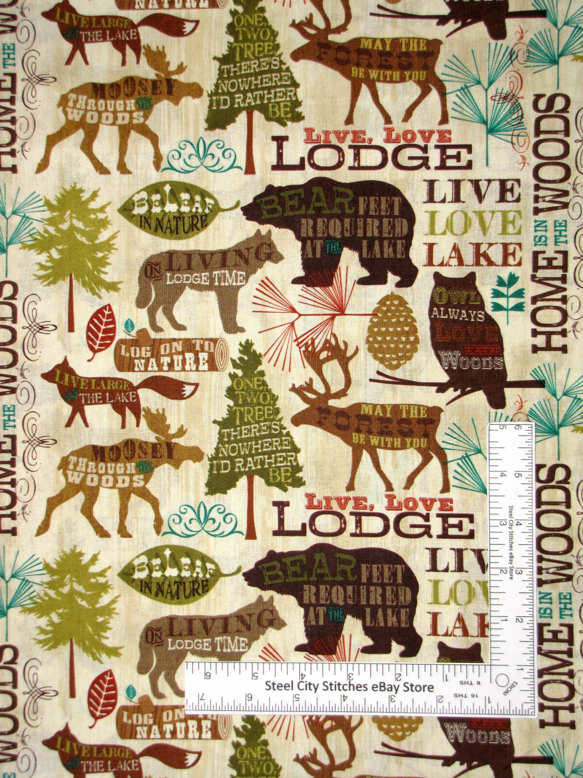 Lodge Animals Fabric Bear Wolf Live Lodge Love Cotton David Textiles By The Yard 769678256712 | eBay Lodge Animals Fabric Bear Wolf Live Lodge Love Cotton David Textiles By The Yard 769678256712 | eBay