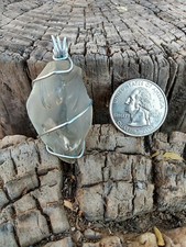 Handmade Wire Wrapped Light Green Sea Glass Crystal Jewelry Necklace Pendant 12