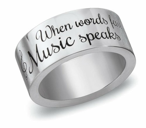 Ring "Musik spricht" Edelstahl inspirierende Musiknote 9 mm Unisex - Bild 1 von 5