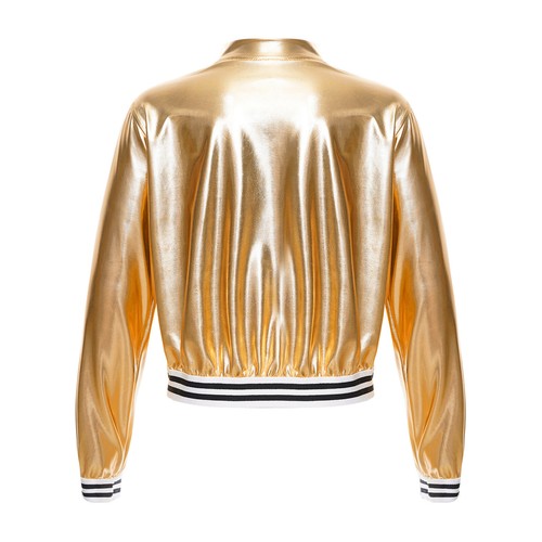 Girls Jazz Dance Jacket Disco Zip Up Metallic Bomber Coat Halloween Costume - Picture 19 of 82